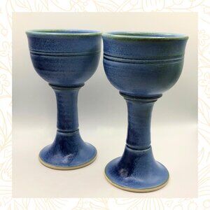 2 STUDIO ART GOBLETS, Canadian Studio Mark Kelner ,Tobermory